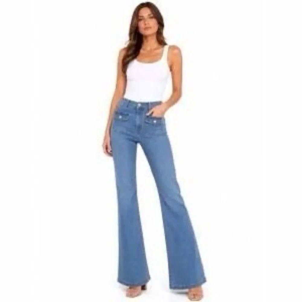 ✨JASON WU LIGHT WASH WIDE LEG SZ 10 JEANS PATCH POCKET✨